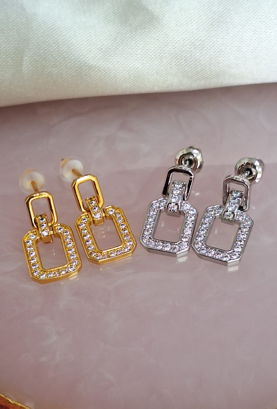 Aretes rectangulares zirconia colgantes #C119C