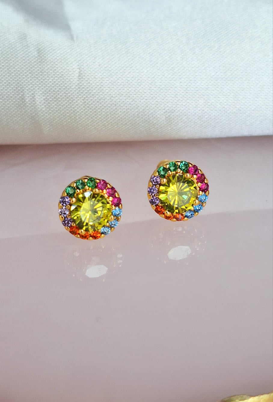 Aretes zirconia verde colores #76