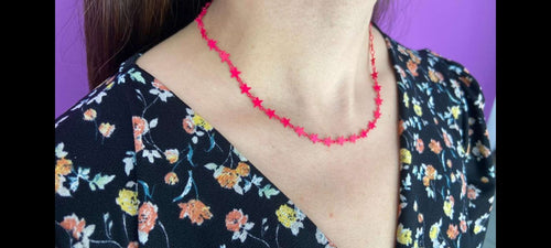 Choker Estrellas rosa fuerte